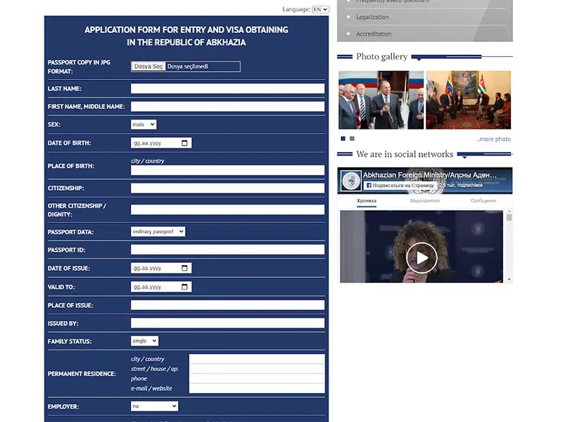 Abhazya Vizesi Başvuru Formu Örneği
