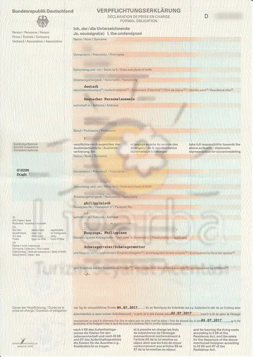 Almanya’dan Akraba Daveti Mektubu Örneği