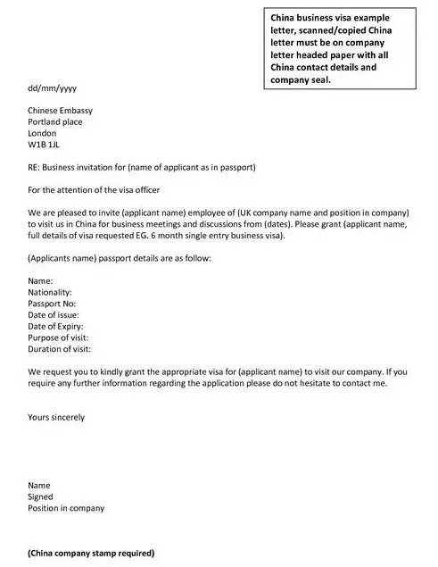 Almanya Ticari Vize Davet Mektubu Örneği