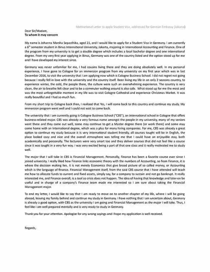 Almanya Yüksek Lisans Motivasyon Yazısı Örneği