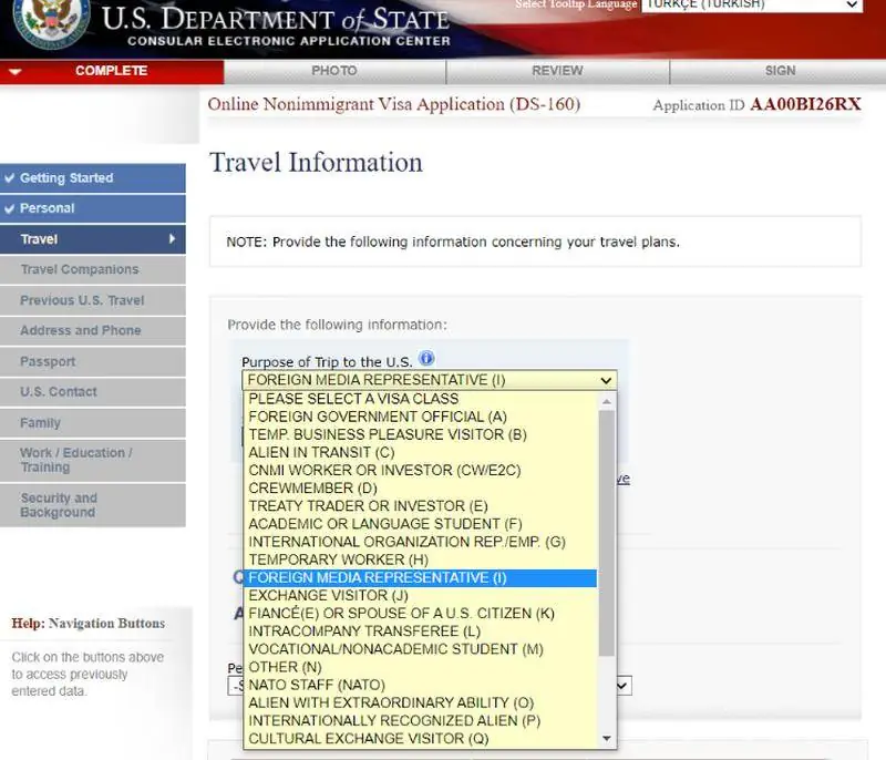 Amerika I Vizesi Başvuru Formu Doldurma