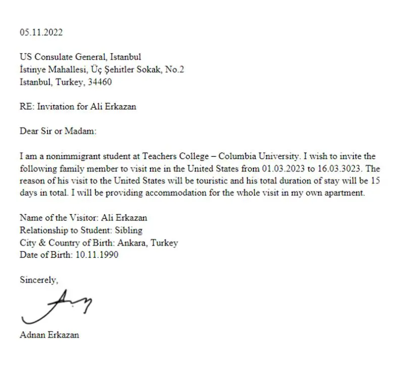 Amerika Vizesi İçin Davetiye Örneği Nasıl Yazılır?