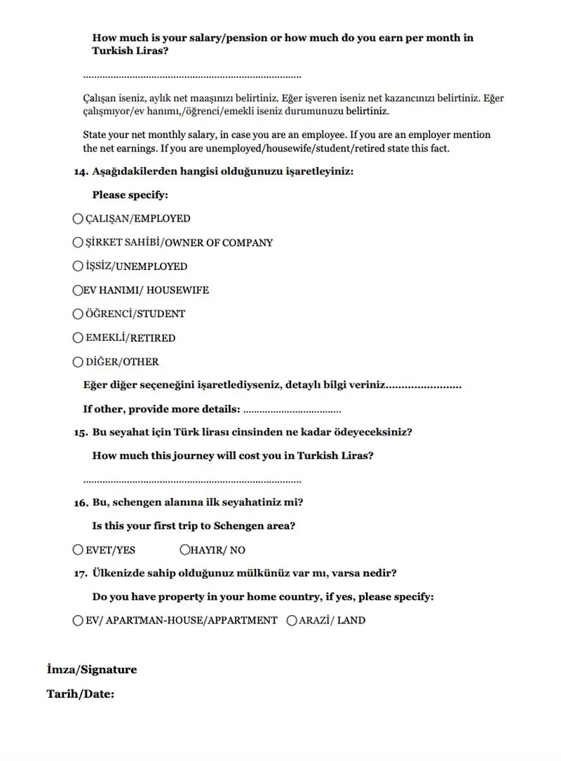Çekya Vizesi Mülakat Formu Görseli 3