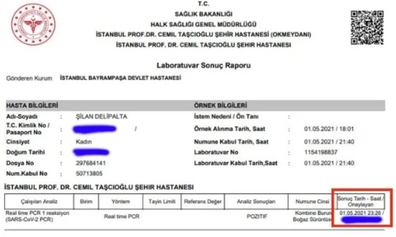 Çin Vize İşlemleri İçin PCR Raporu