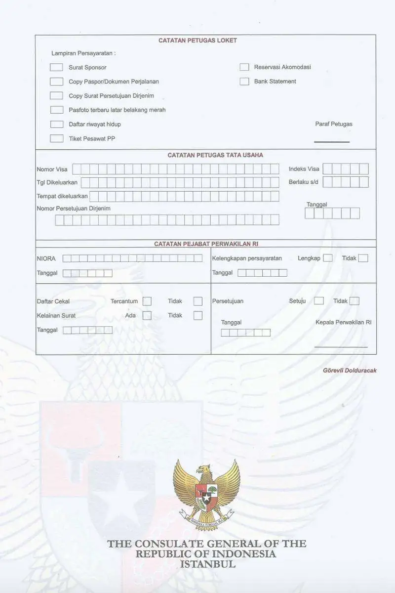 Endonezya Gazeteci Vizesi için Başvuru Formu