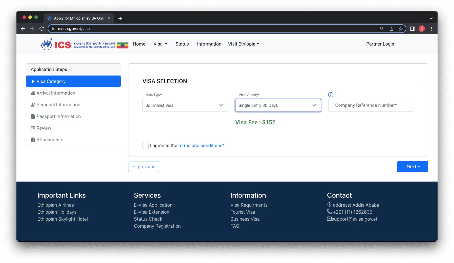 Etiyopya Vize Başvurusu Adım 2