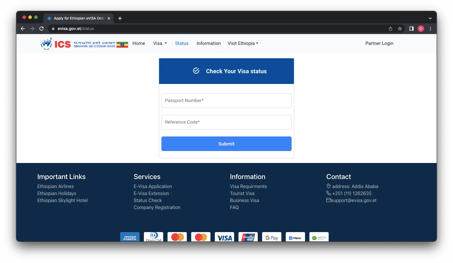 Etiyopya Vize Takip Ekranı