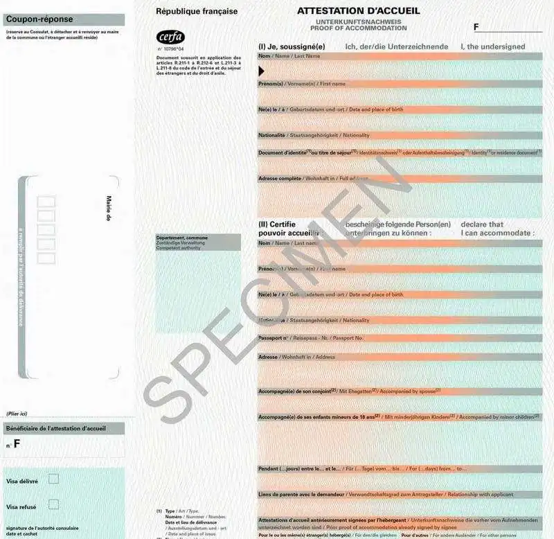 Fransa Vize Davetiye Mektubu Örneği