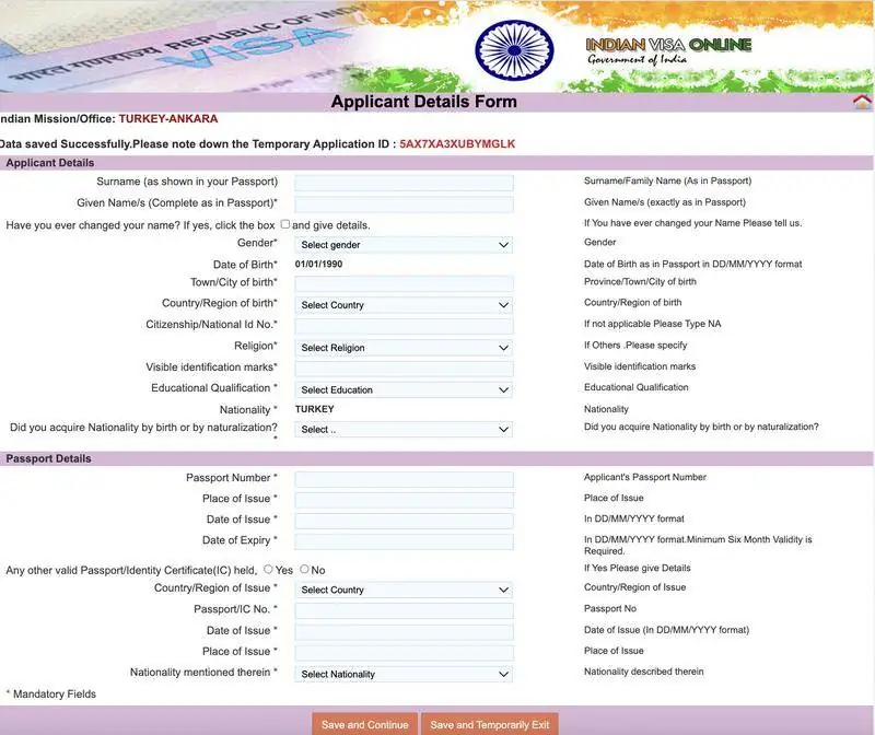Hindistan Turist Vizesi Başvuru Formu Nasıl Doldurulur?