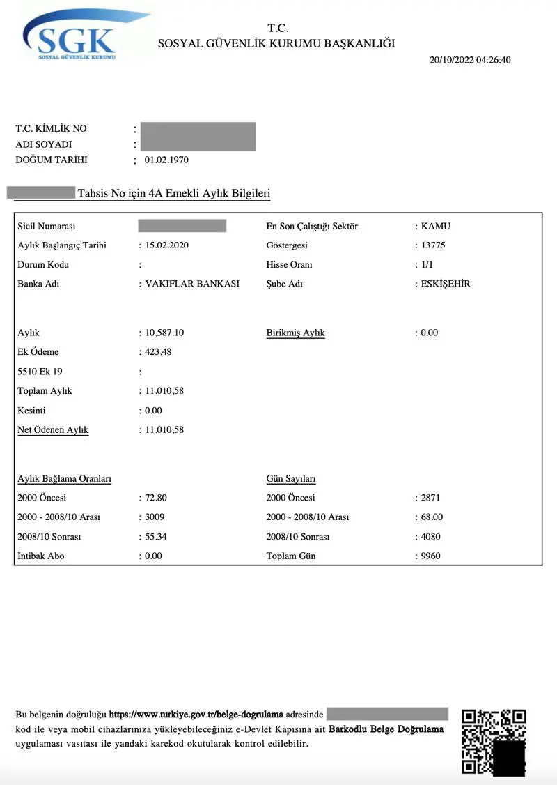 Hindistan Vize Başvurusu için Emeklilik Belgesi