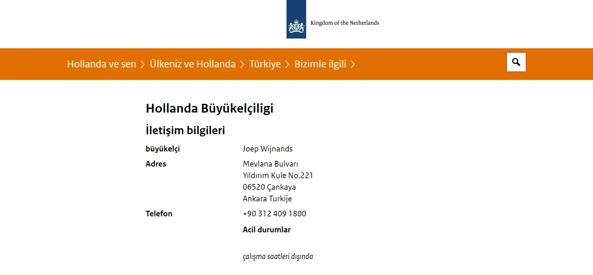 Hollanda Büyükelçiliği Sitesi