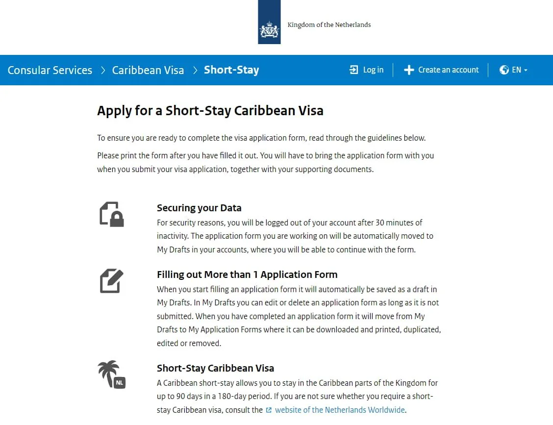 Hollanda Karayipleri Online Vize Formu