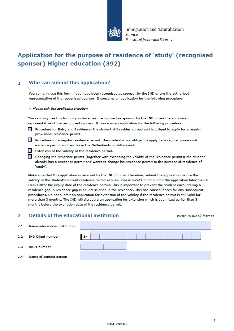 Hollanda Öğrenci Vizesi Başvuru Formu