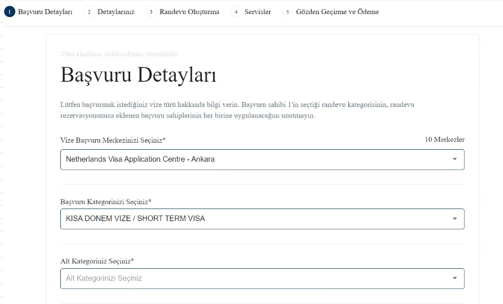 Hollanda VFS Vize Merkezi Seçimi