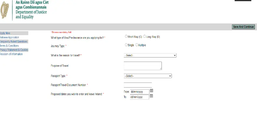 İrlanda Aile Arkadaş Ziyareti Vizesi Başvurusu
