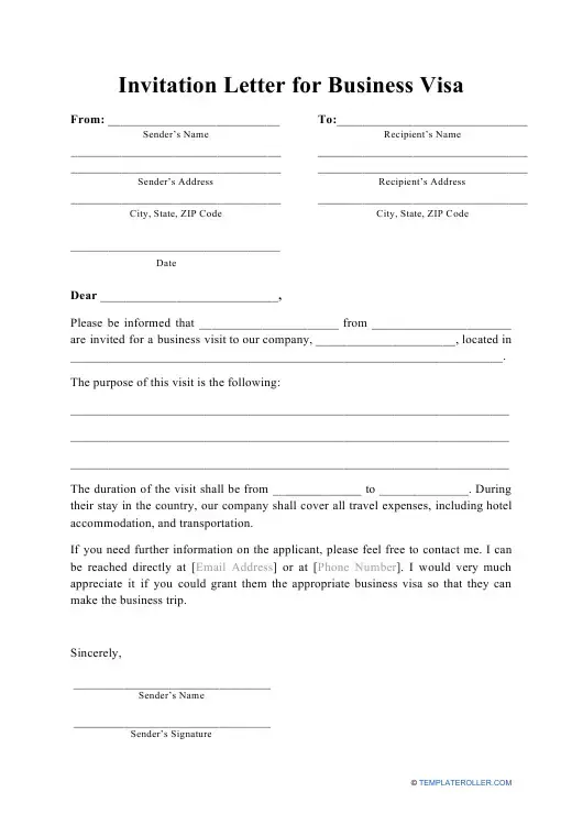 İrlanda Ticari Vize Davet Mektubu Örneği