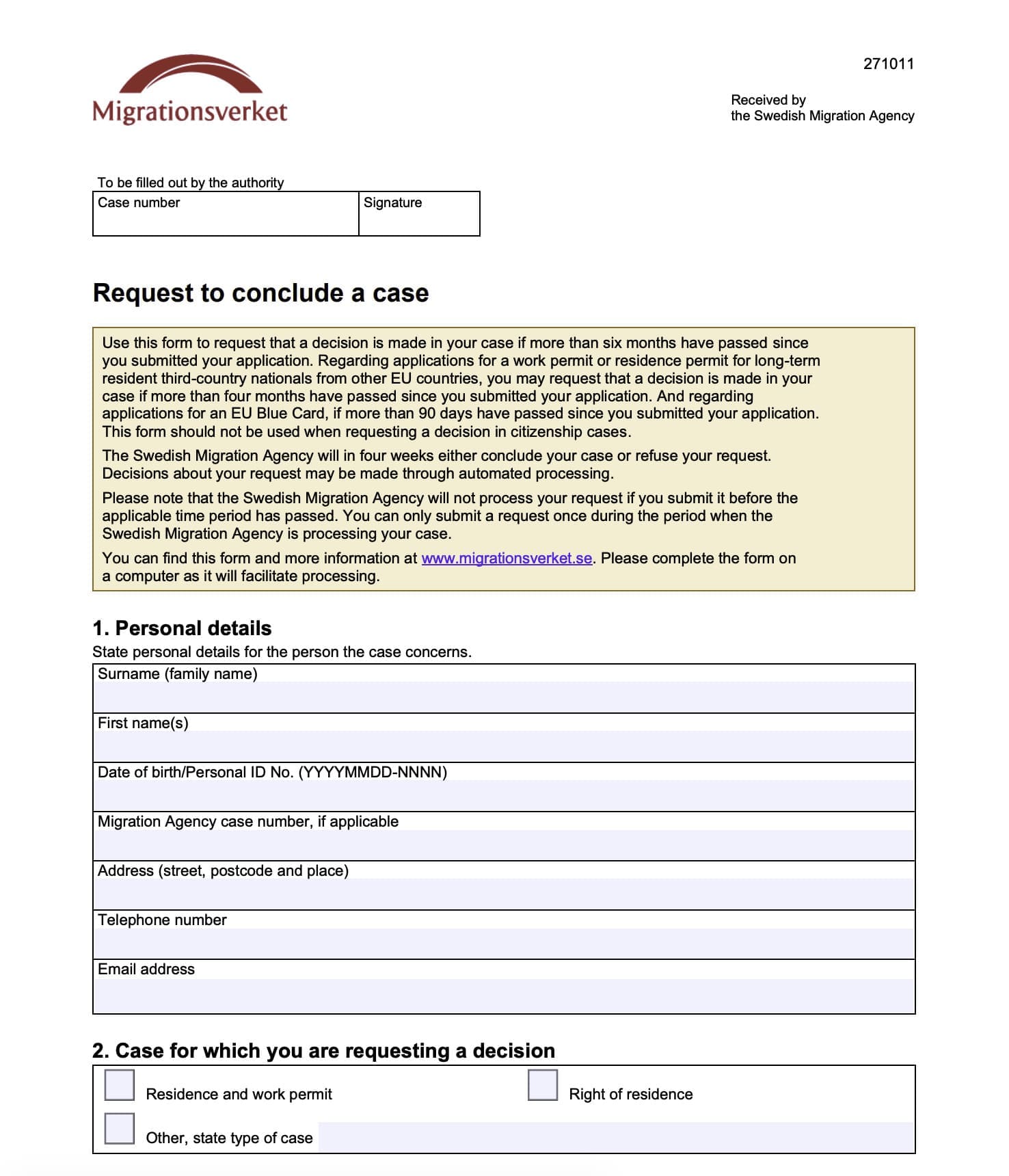 isveç aile birleşimi vizesi başvurularında 271011 sayılı form