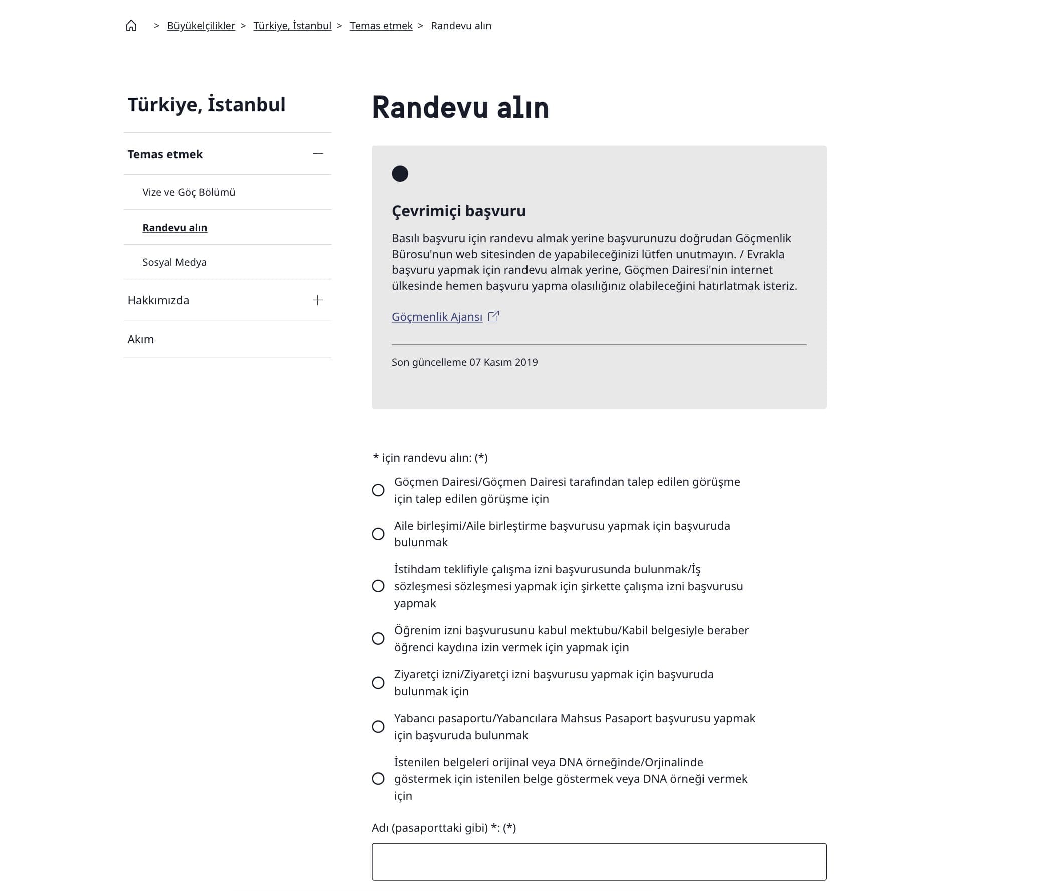 İsveç aile birleşimi vizesi randevu formu