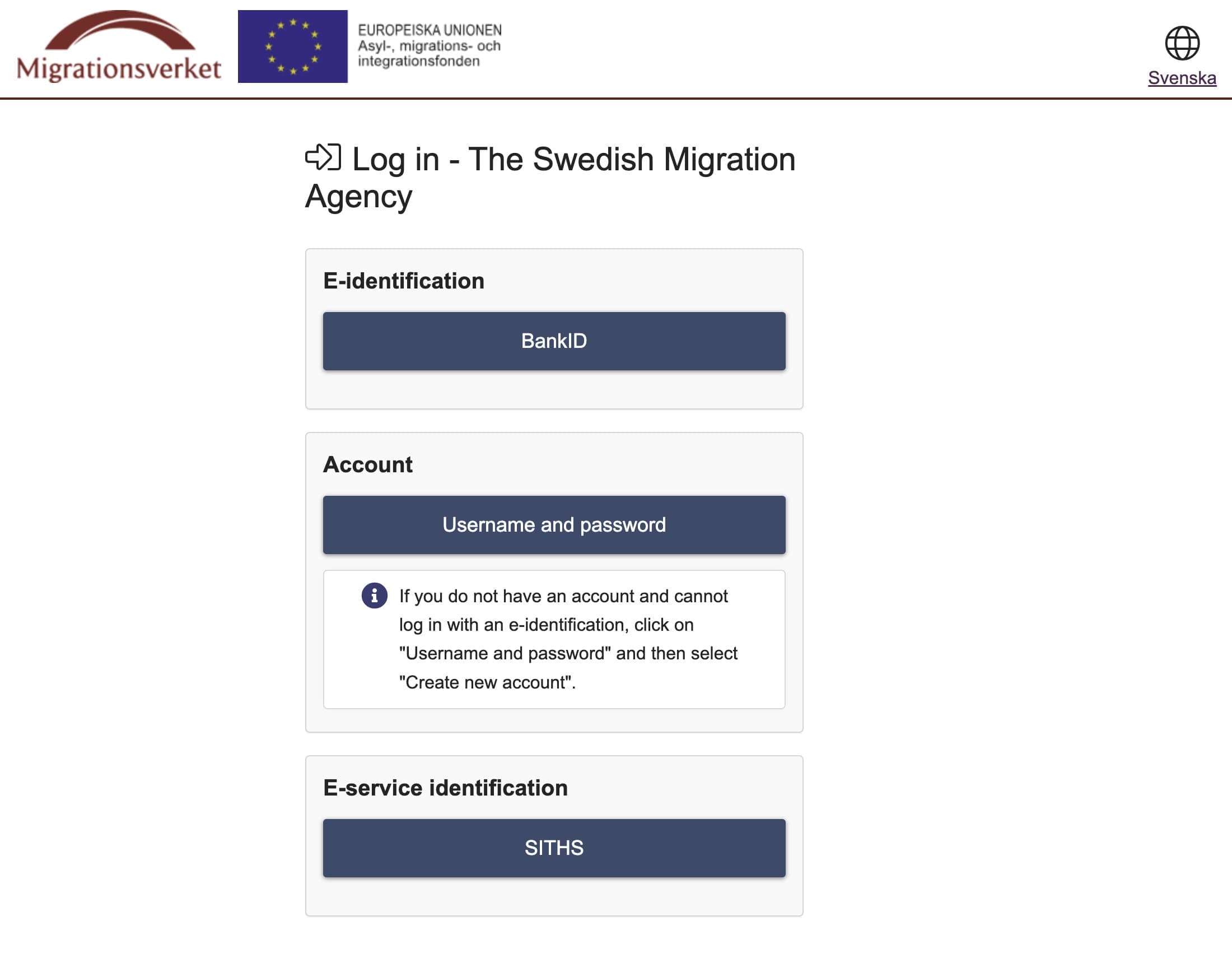 İsveç E-service Sayfası