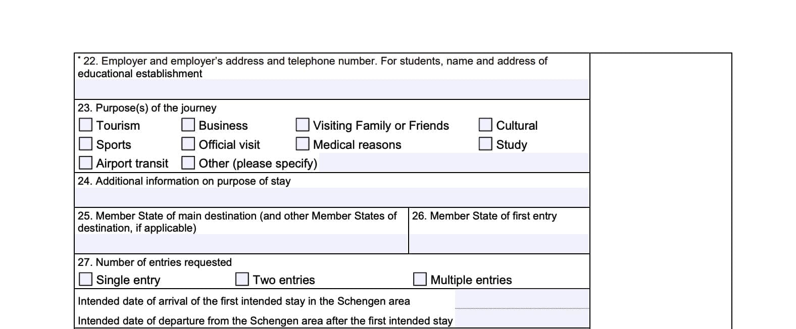 İsveç Turist Vizesi Başvuru Formu 23 Sorusu