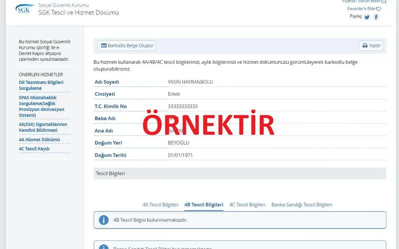 İşverenler İçin 4B SGK Hizmet Dökümü