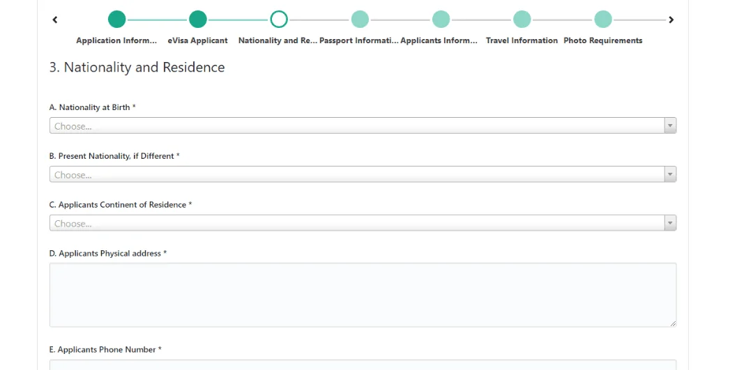Kenya E-Vize Başvurusu Adım 2