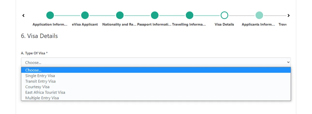 Kenya E-Vize Başvurusu Adım 3