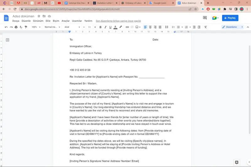 Letonya Vize Başvurusu için Davetiye Nasıl Olmalıdır?