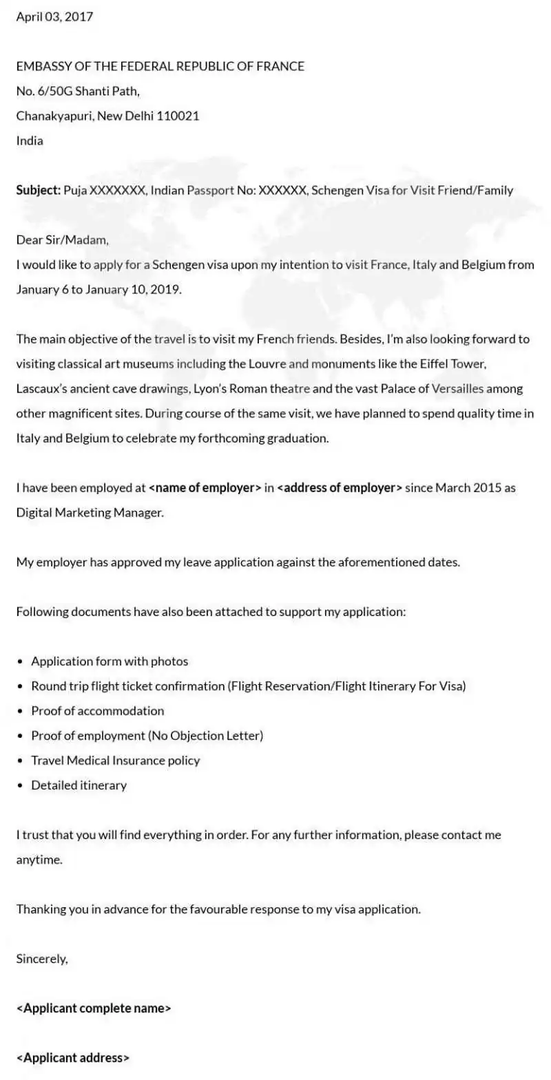 Schengen Vizesi Niyet Mektubu Hangi Bilgileri İçermelidir?