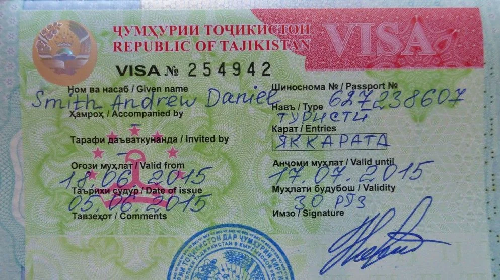 Tacikistan Vize Başvurusu