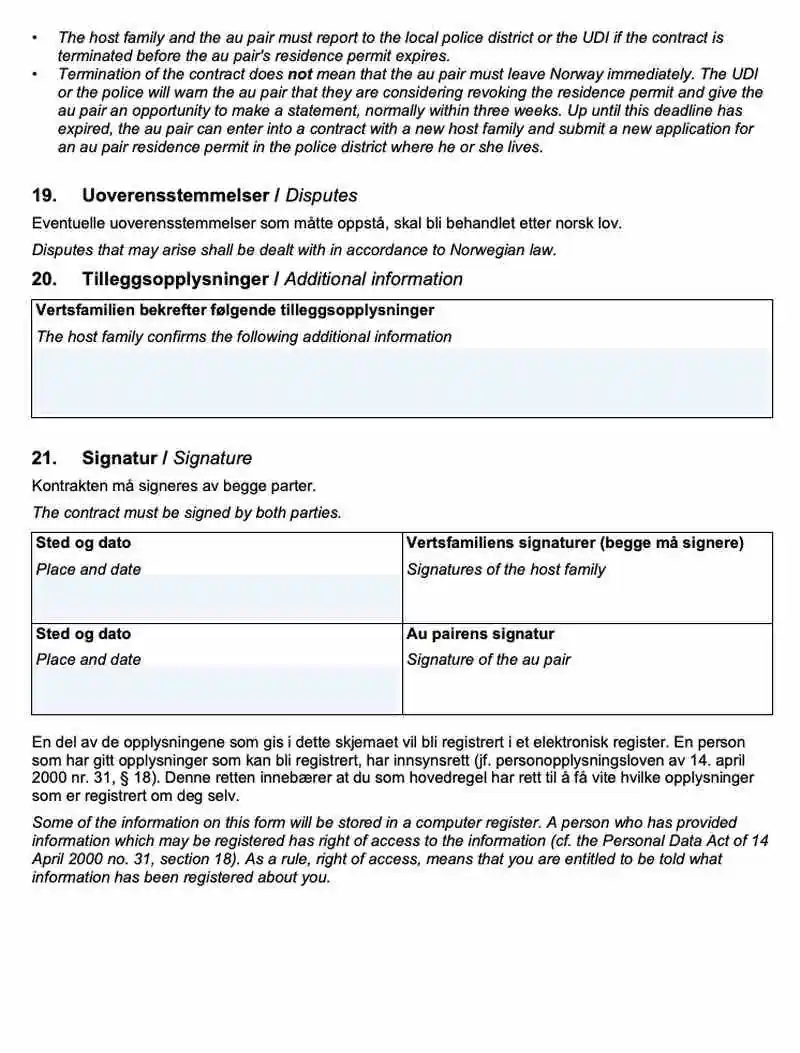 UDI Au Pair İş Sözleşmesi 8