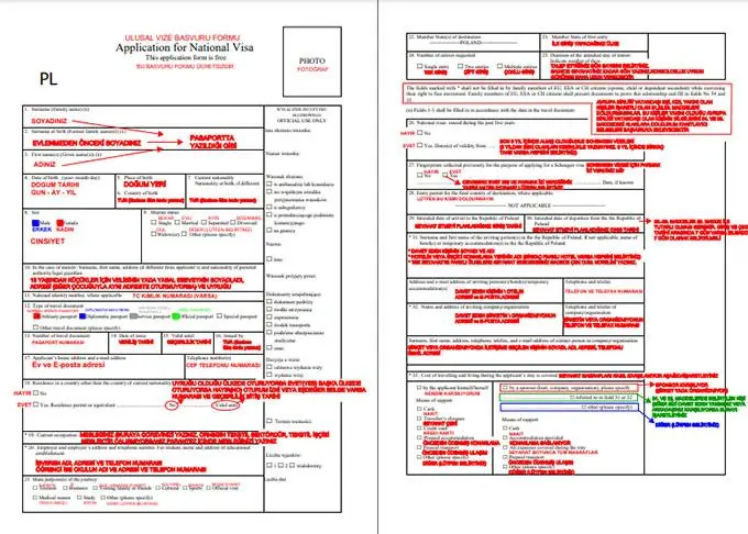Ulusal Vize Başvuru Formu Doldurulmuş Örneği