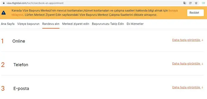 VFS Global Kanada Parmak İzi Randevu